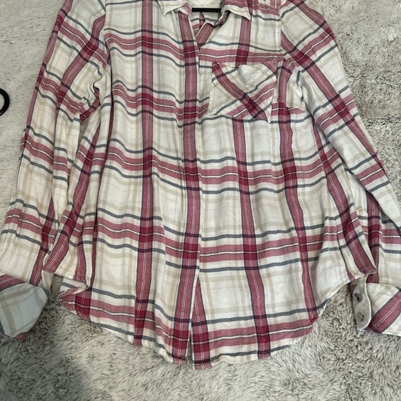 White House Black Market Tops - White House Black Market Red and Cream Plaid Button Down Shirt
